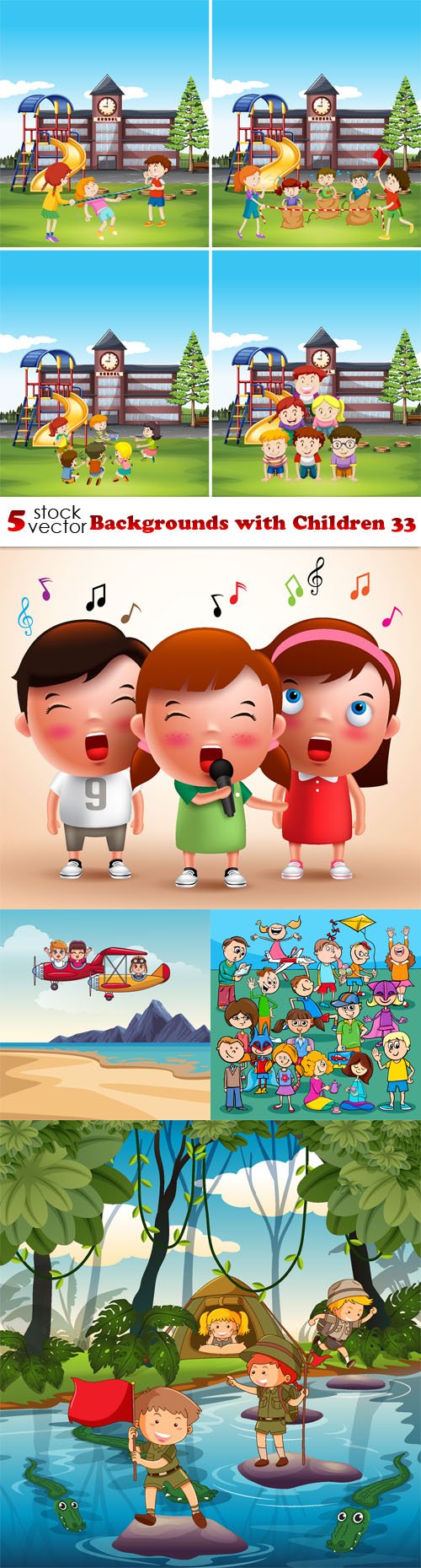 Vectors - Backgrounds with Children 33