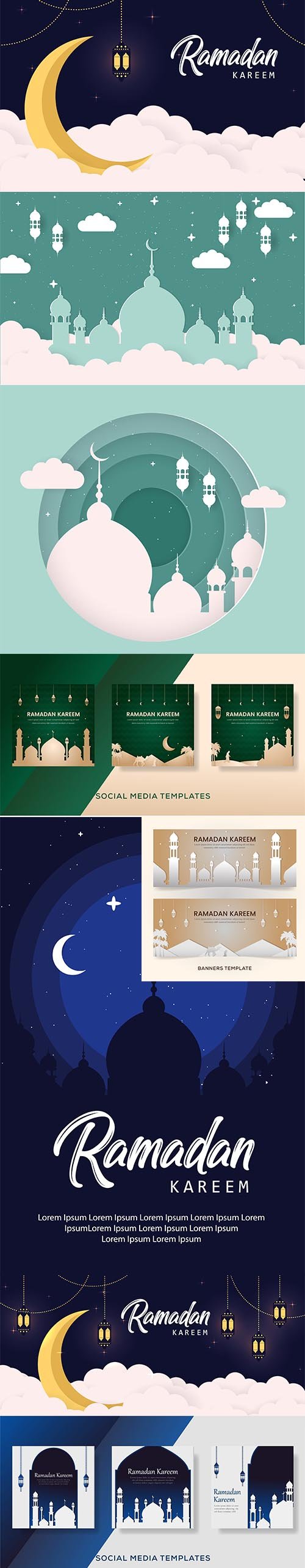 Ramadan Kareem Premium Background and Banner Template Set