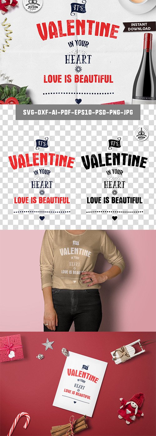 Valentines Day Lettering / Typography Overlay SVG