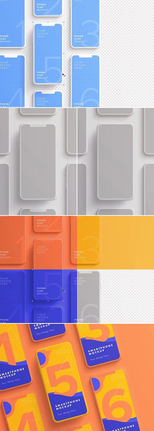 7 Smartphones in Grid Mockup 329632104