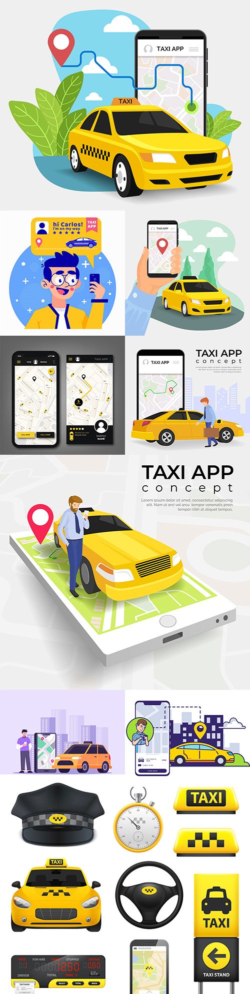 Taxi concept application service illustration design