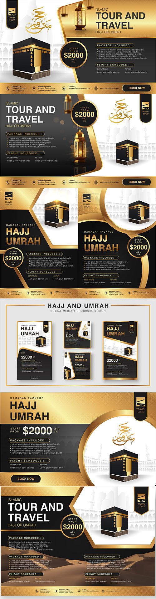 Islamic Ramadan Hajj and Umtra brochure design illustration