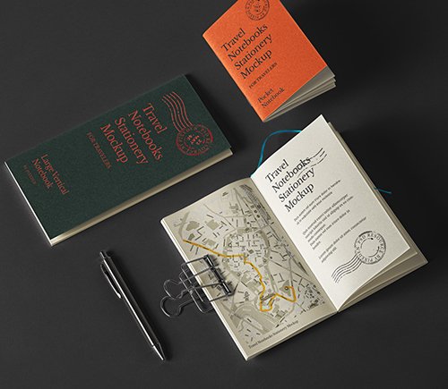 Travel Notebook Stationery Mockup