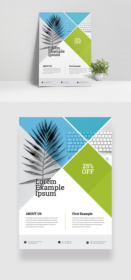 Minimal Business Flyer Layout with Green Accents