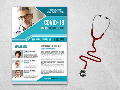 Coronavirus Flyer Layout with Teal Accents 334538271