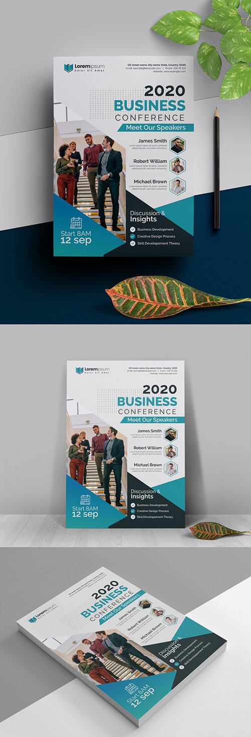 Annual Conference Event Flyer Layout with Teal Accents