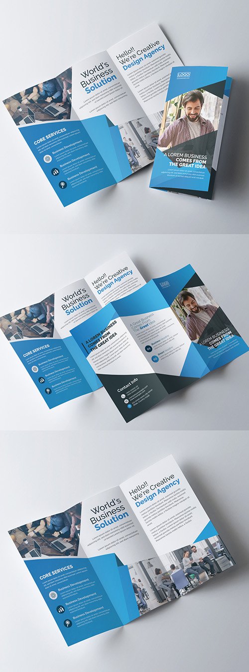 Blue Corporate Trifold Brochure Layout 323752883
