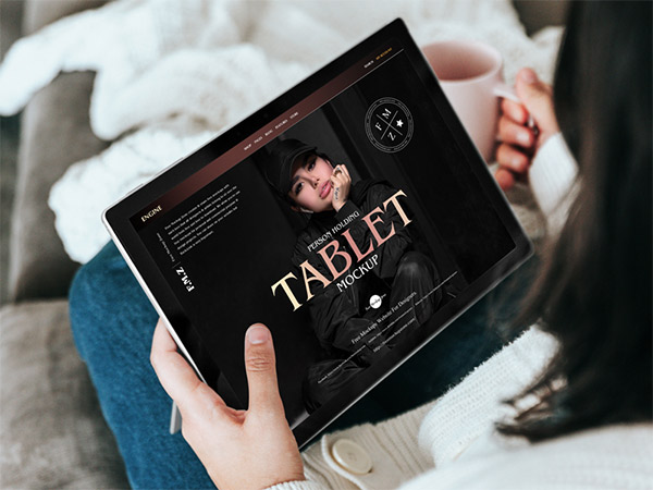 Person Holding Tablet Mockup