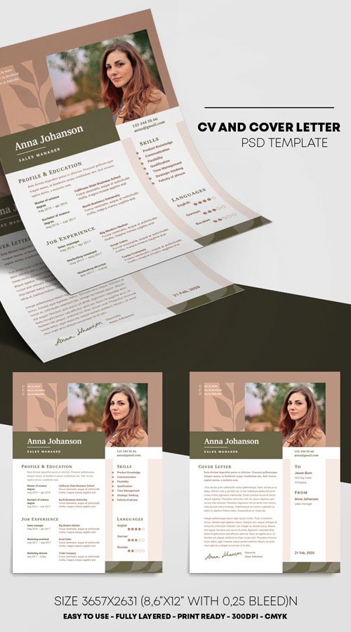 CV and Cover Letter PSD Template
