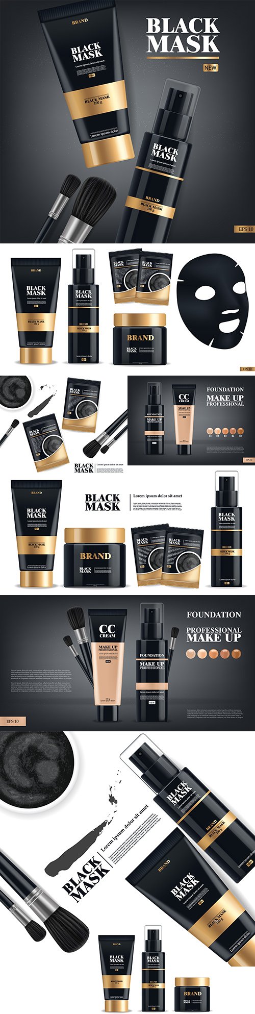 Realistic black mask and tonal makeup cream