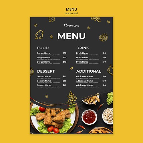 Restaurant menu PSD template