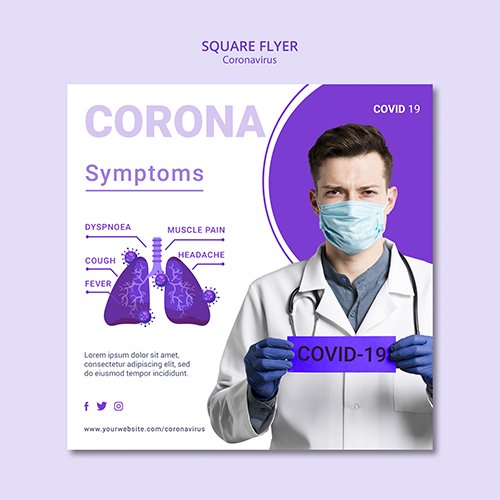 Coronavirus squaren PSD flyer design