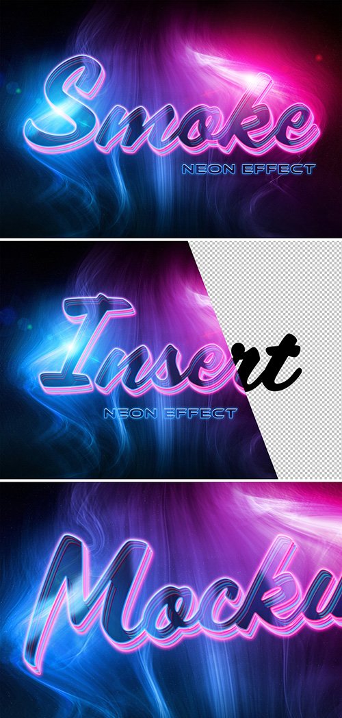 Neon Text Effect with Smokes Mockup 336445951