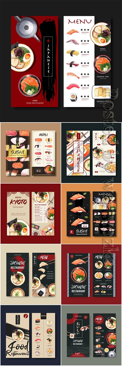 Sushi menu vector collection for restaurant