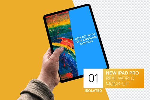 New Isolated iPad Pro in Hand Real World Mock-up