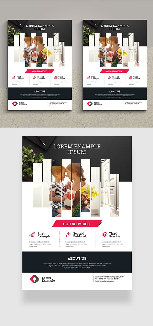 Corporate Flyer Layout with Magenta Accents 334206421