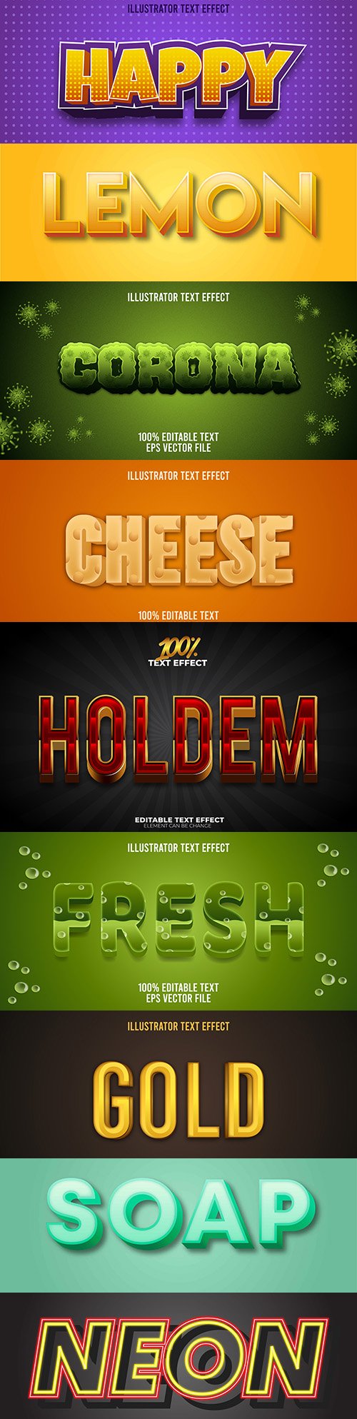 Editable font effect text collection illustration design 56