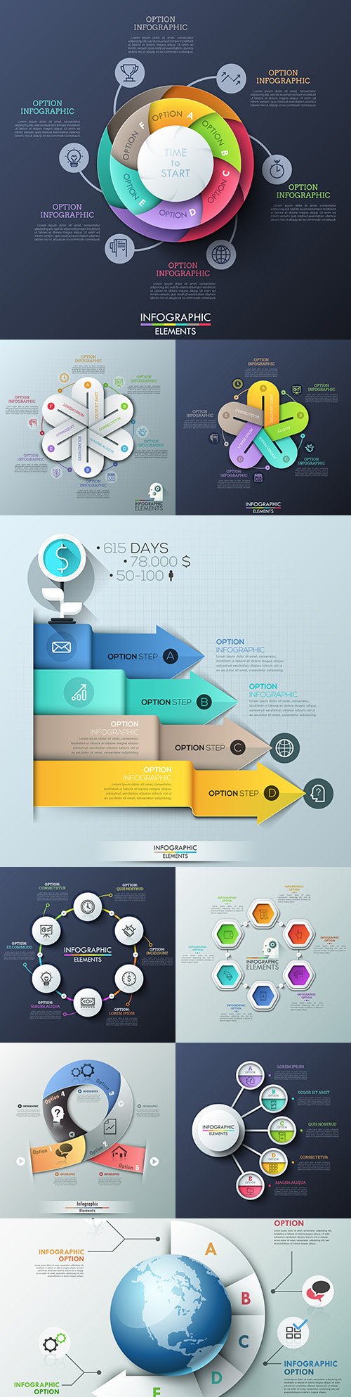 Business infographics options elements collection 148