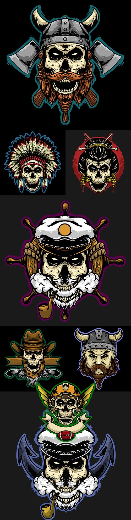 Grange skull head logo design illustration mascot