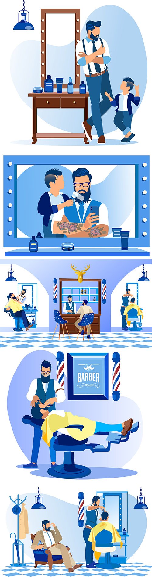 Professional beauty salon, men 's hair salon illustration