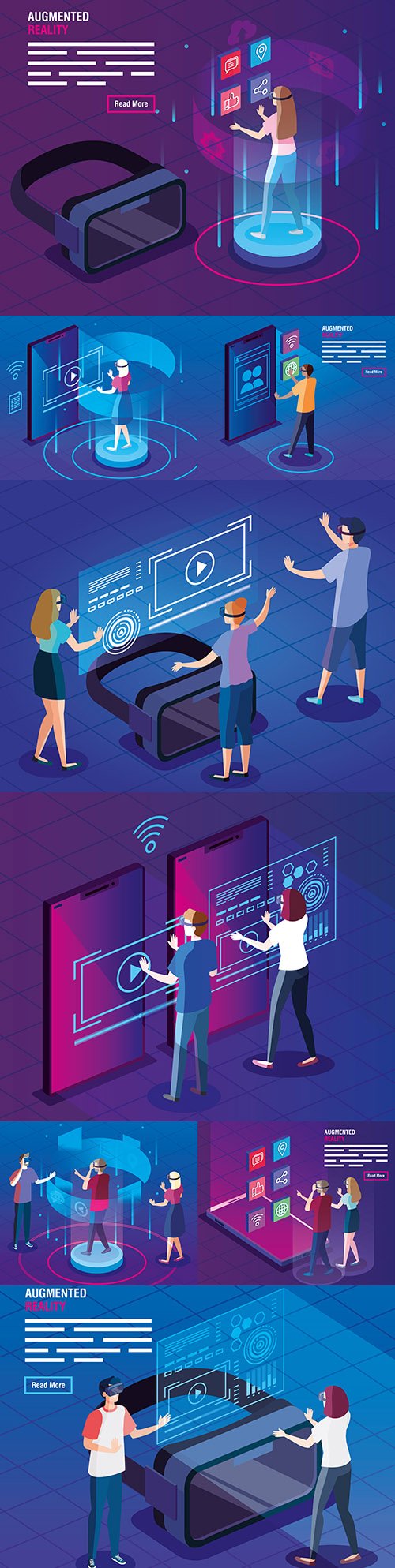 People in reality glasses of augmented technology