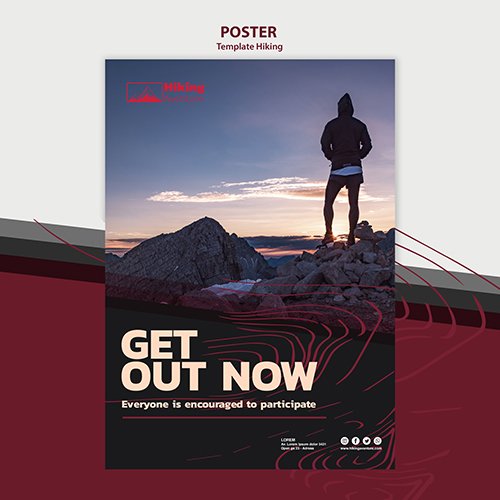 Hiking poster psd template