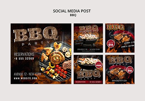 Bbq social media post PSD template