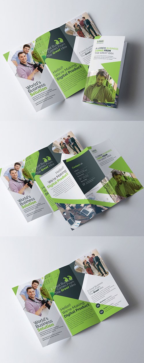 Corporate Trifold Brochure with Green Layout 335409946