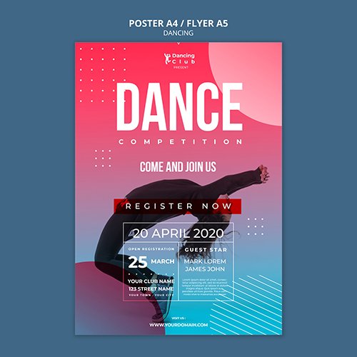 Colorful dance poster PSD template