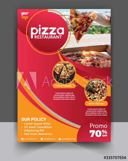 Pizza restaurant menu flyer