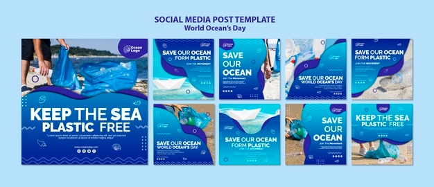 World oceans day social media post PSD template