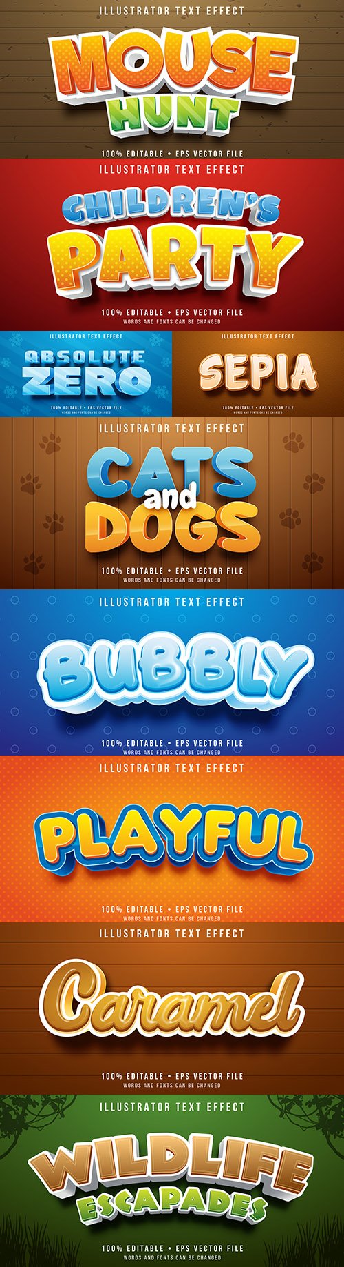 Editable font effect text collection illustration design 61