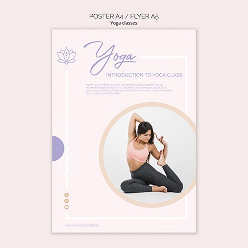 Yoga classes poster PSD template