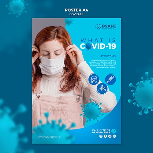 Coronavirus information poster PSD template