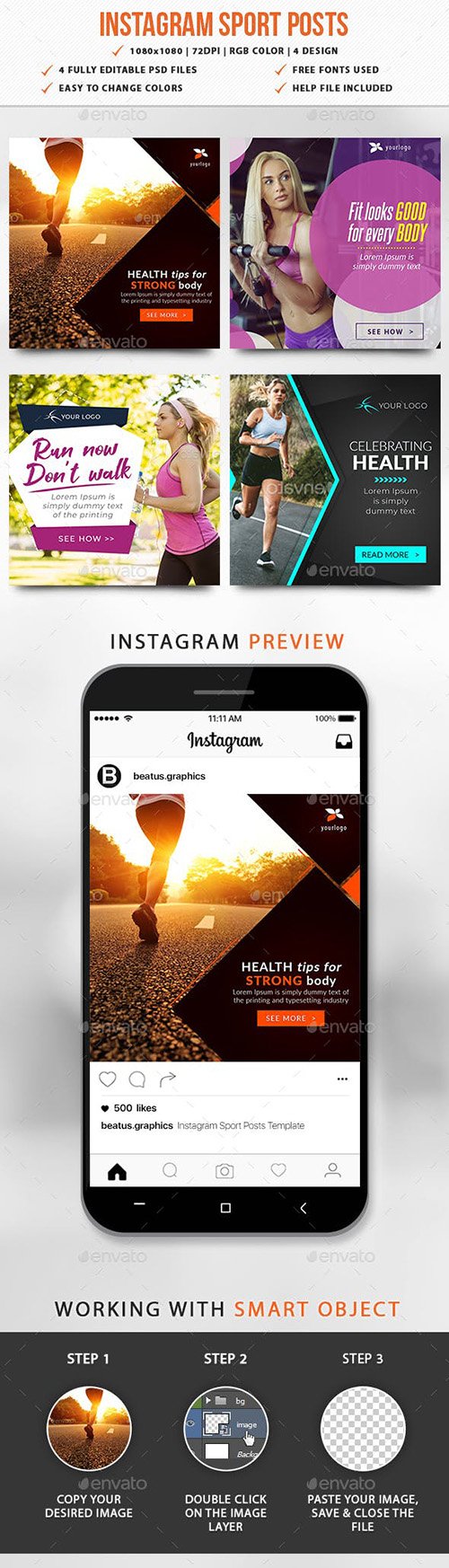 GraphicRiver - Instagram Sport Posts 23056164