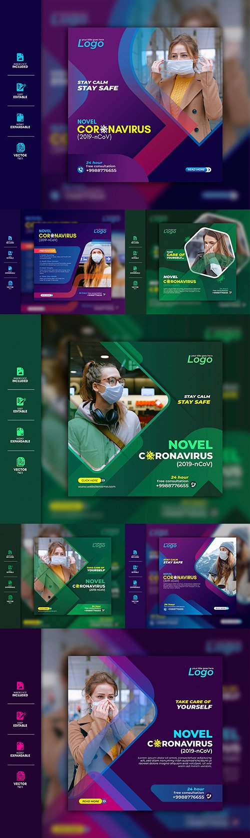 Virus corona social media publish premium template