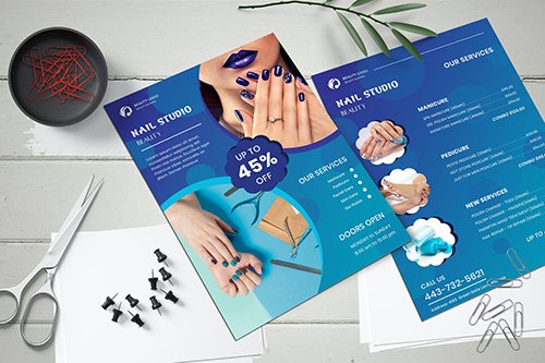 Nail Flyer Two Sided Price List Template