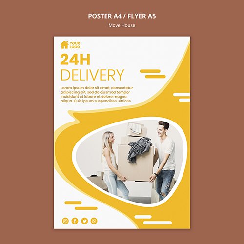 Flyer PSD template for house moving company