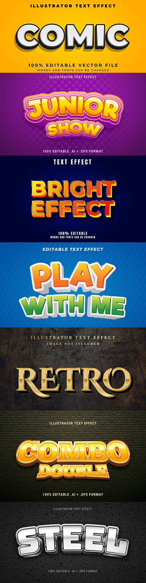 Editable font effect text collection illustration design 67