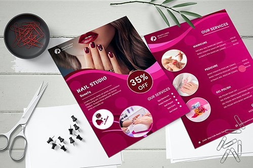 Nail Studio Flyer Two Sided Price List Template