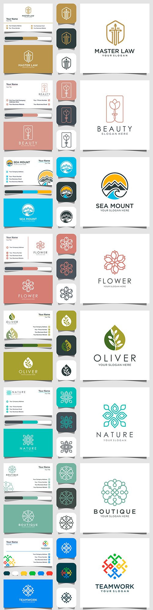 Logo design and business card minimalist elegant element