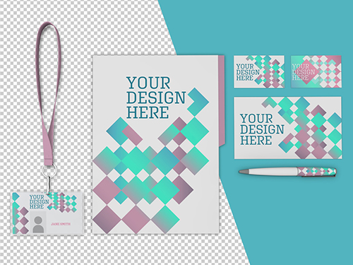 Pastel Stationery and ID Badge Mockup Set