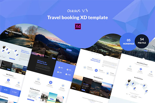OCEAUS V3 -Travel & hotel Booking XD Template