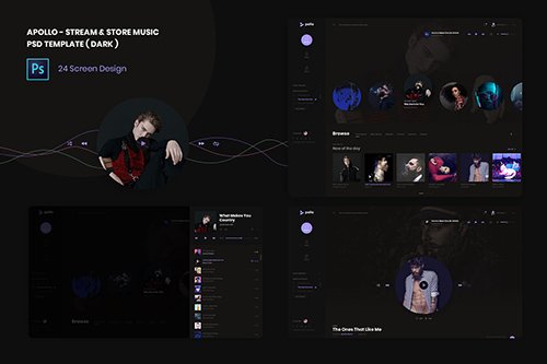 Stream & Store Music PSD and XD Template