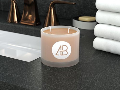 Frosted Glass Candle Mockup