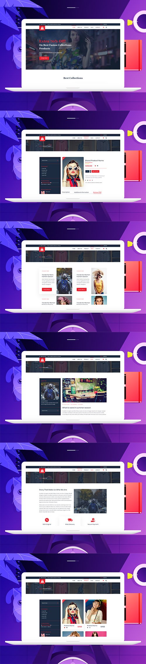 Trendy E-commerce Website Template made for Photoshop and XD