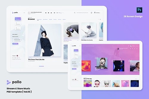 Stream & Store Music PSD and Adobe XD Template ( version 3.0 )