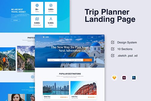 Travel Landing Page Template - Trip Planner PSD