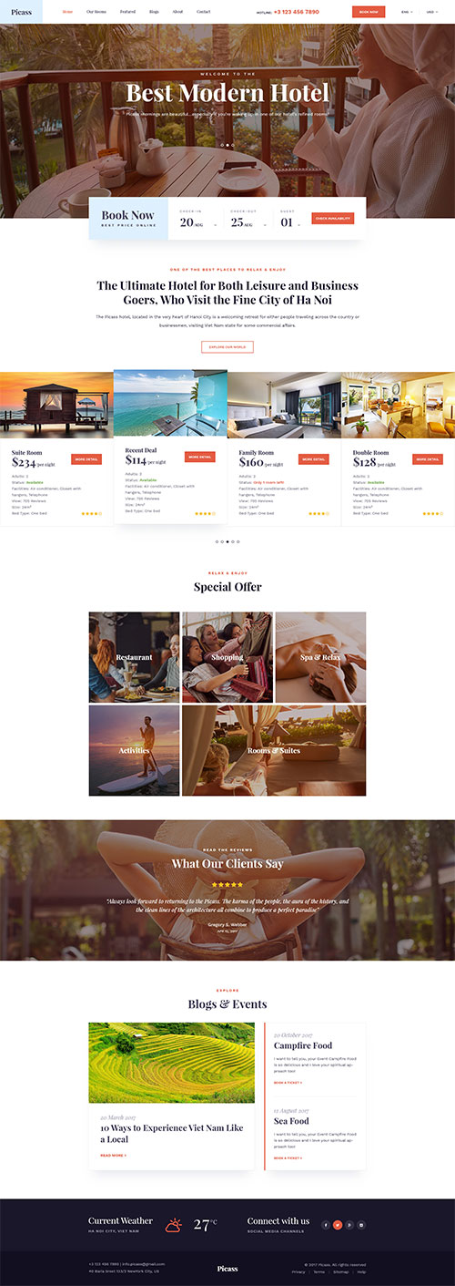 Picass | Hotel PSD Templates 20481803