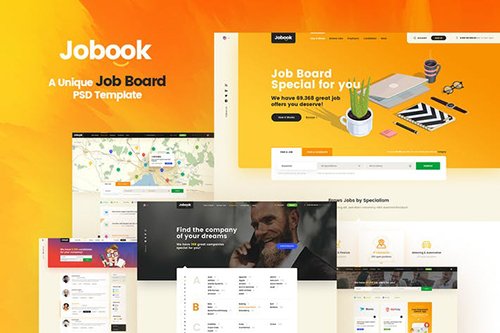 Jobook - A Unique Job Board Website PSD Template
